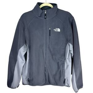 The North Face Men’s Gray Fleece Zip Jacket Medium Outdoor Hiking Warm Layer